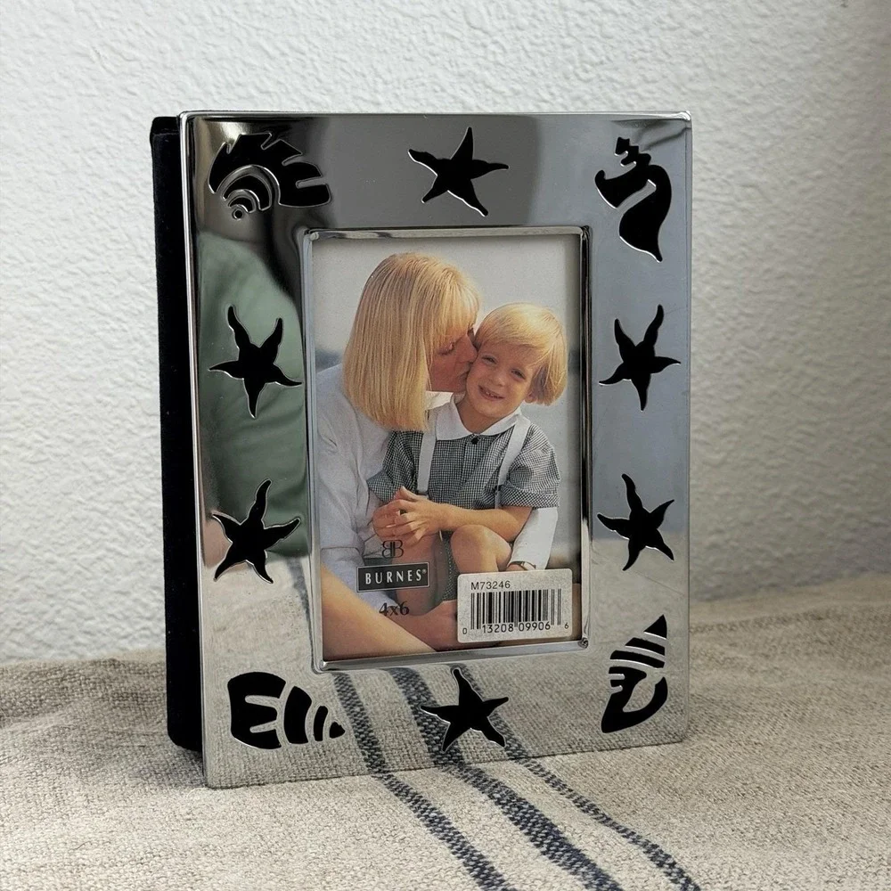 Burnes Pierced Starfish Shell Silver 4x6 Photo Frame Coastal Beach House New Box